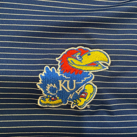 Kansas Cutter & Buck blue striped polo men’s XXL EUC - Picture 3 of 3